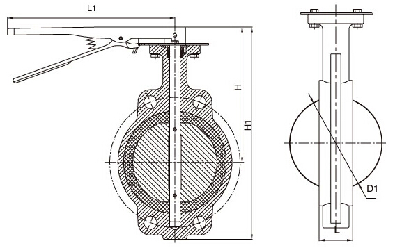 D71X-10手動蝶閥結(jié)構(gòu)圖