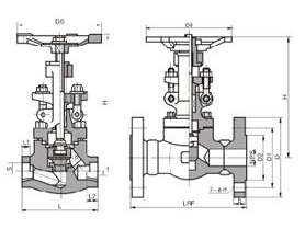 J11H/J61H鍛鋼截止閥結(jié)構(gòu)圖